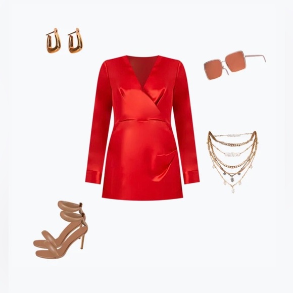 NWT Satin Surplice Tulip-Hem Mini Dress - Picture 14 of 14